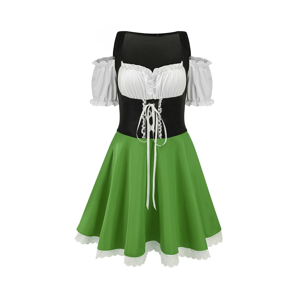 Damen Trachtenkleid mit Puffärmeln und Schnürung