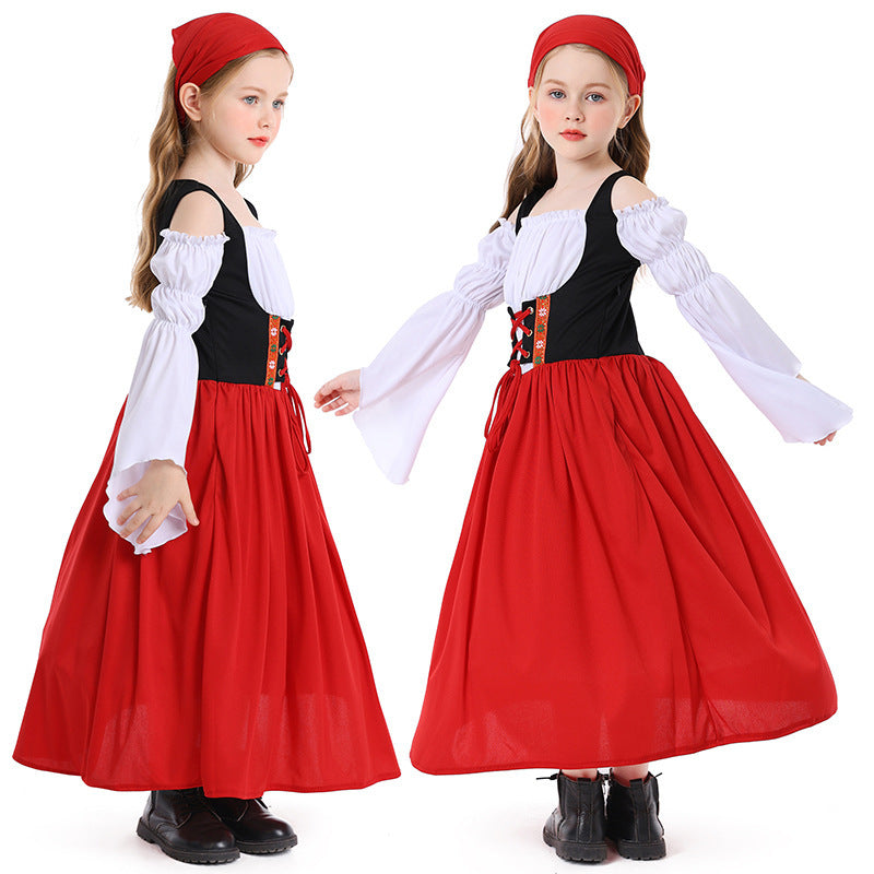 Mädchenkostüm im mittelalterlichen Stil mit Schnürmieder