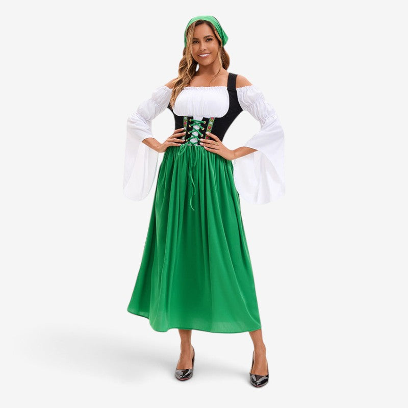 Damen Renaissance-Bauernkleid mit Trompetenärmeln