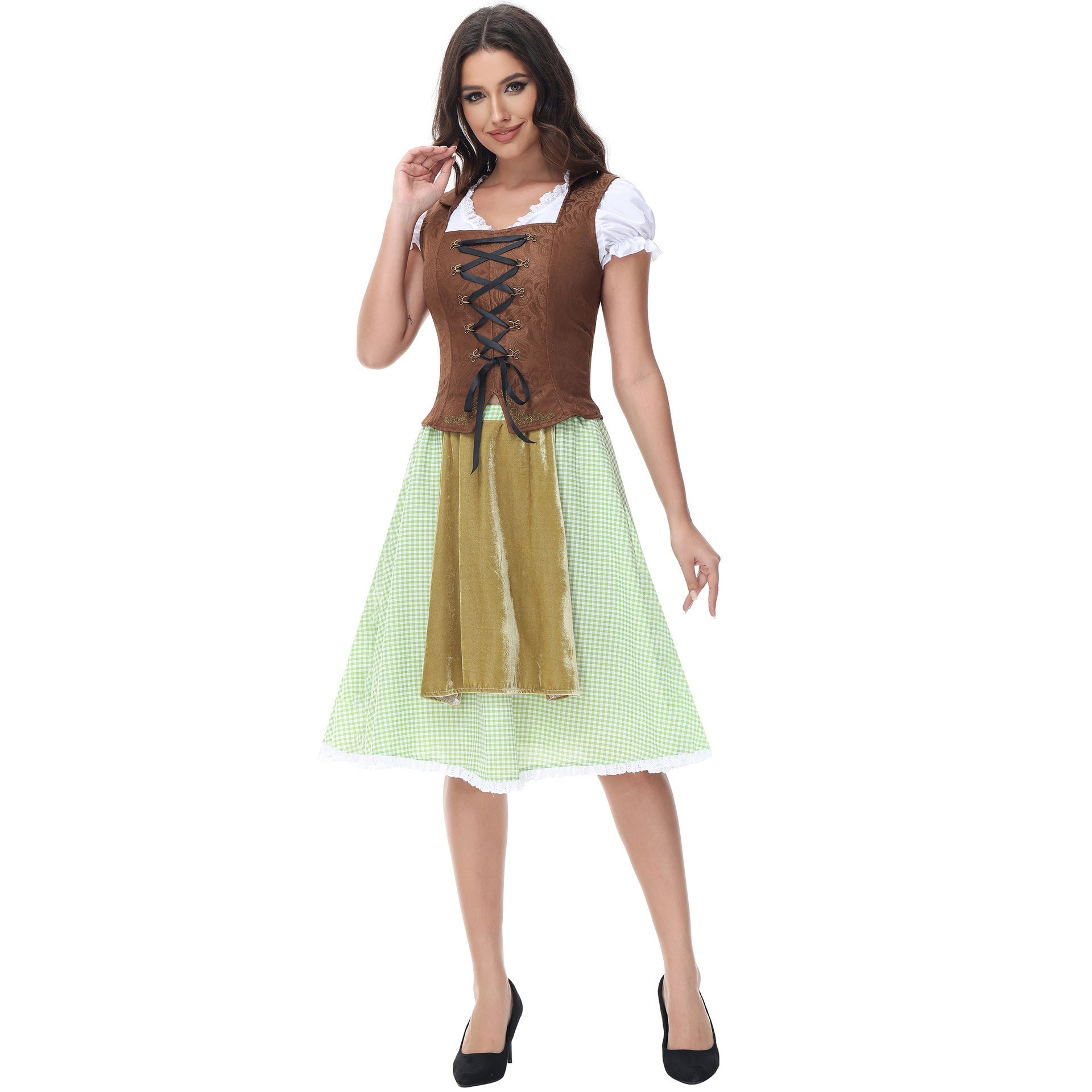 Damen Trachtenkleid mit Rüschen und Schnürung