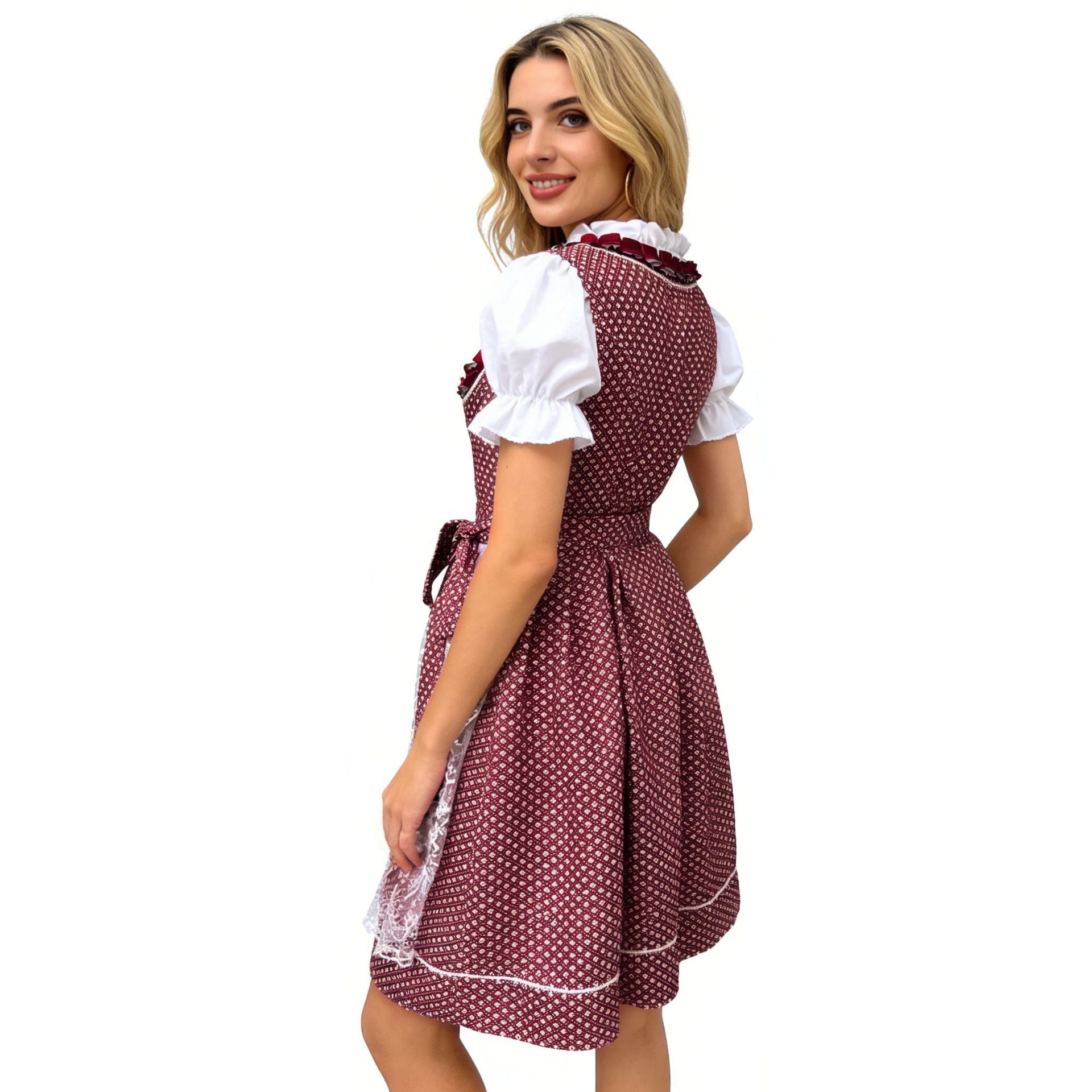 Damen Dirndlkleid mit Herzausschnitt und Spitzen-Schürze