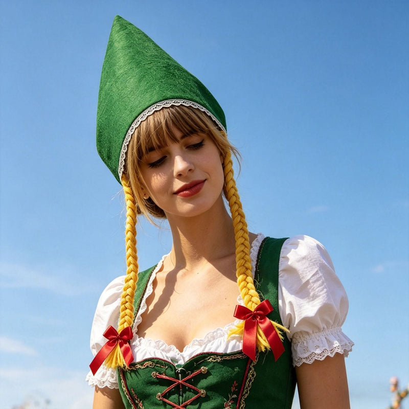 Damen Trachtenhaube aus Baumwollvelours mit Spitzenrand