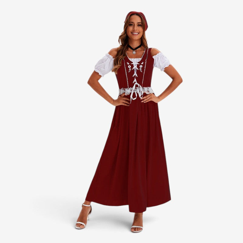 Kurzes Dirndlkleid für Damen mit Spitzen-Schürze