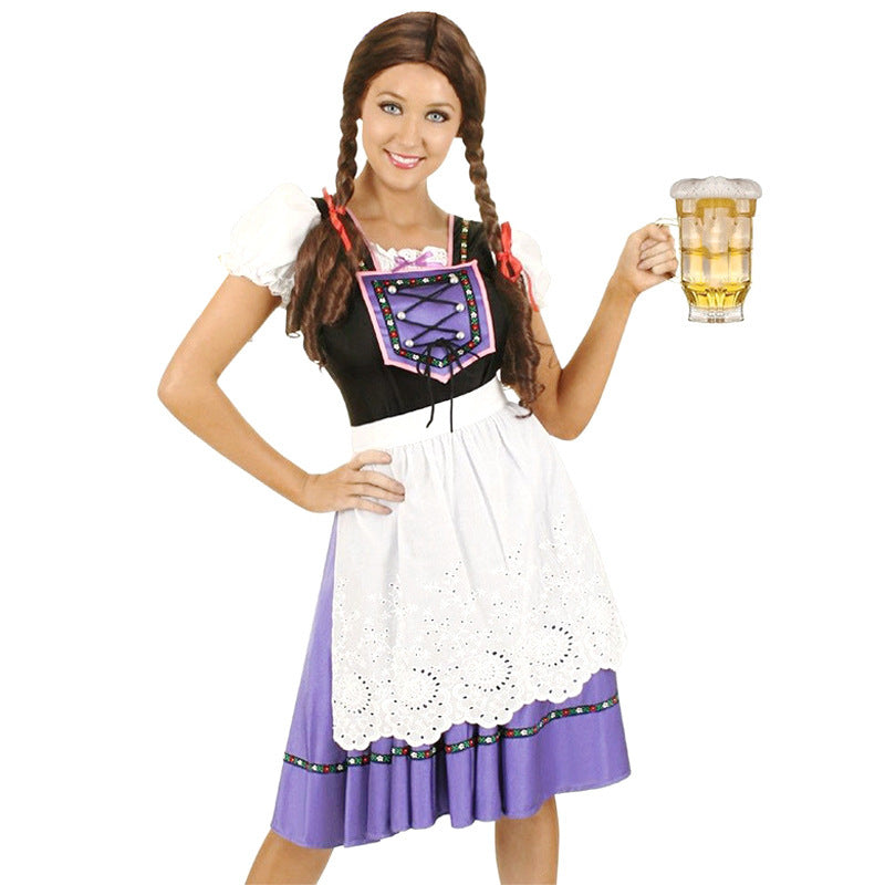 Damen Trachtenkleid mit bestickter Schürze und Schnürung