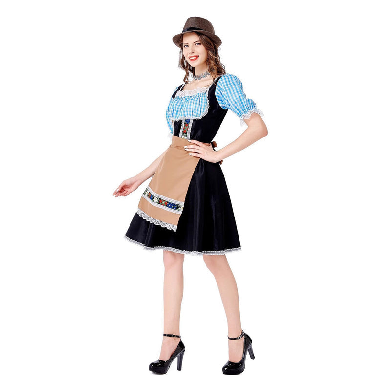 Damen Trachtenkleid mit Karostoff und Schürze