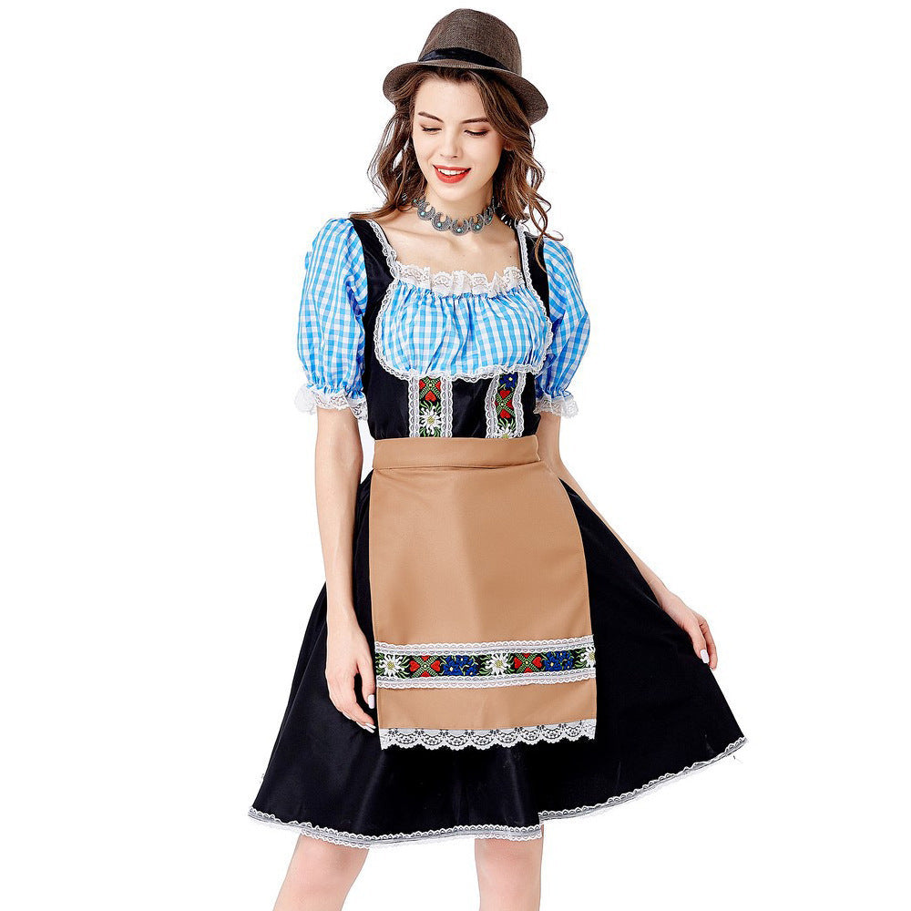 Damen Trachtenkleid mit Karostoff und Schürze