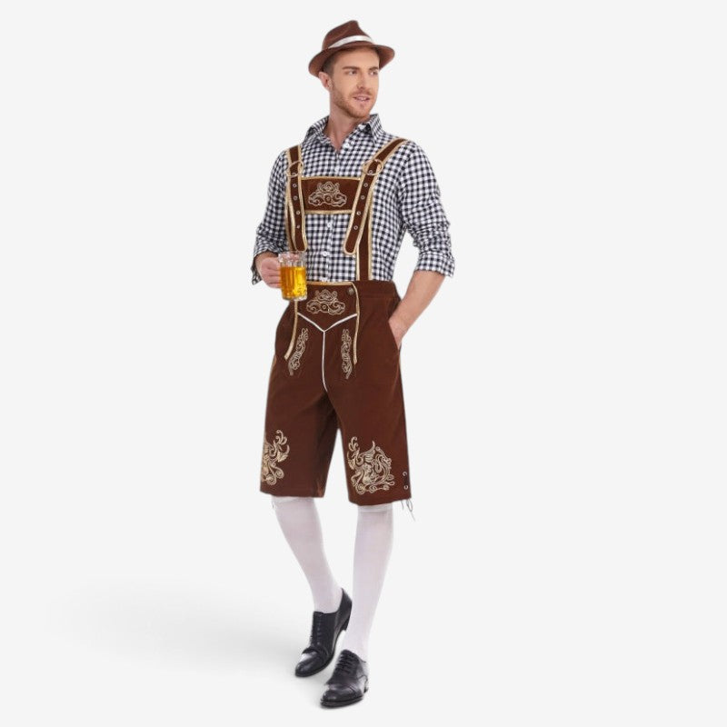 Herren Trachtenlederhose mit barocker Stickerei
