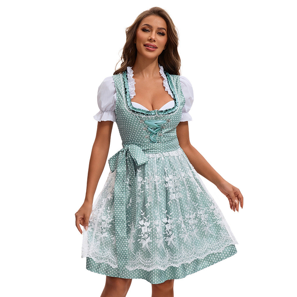 Damen Dirndlkleid mit Herzausschnitt und Spitzen-Schürze