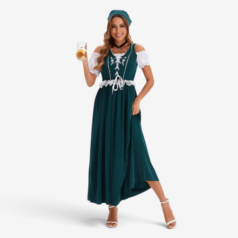 Kurzes Dirndlkleid für Damen mit Spitzen-Schürze