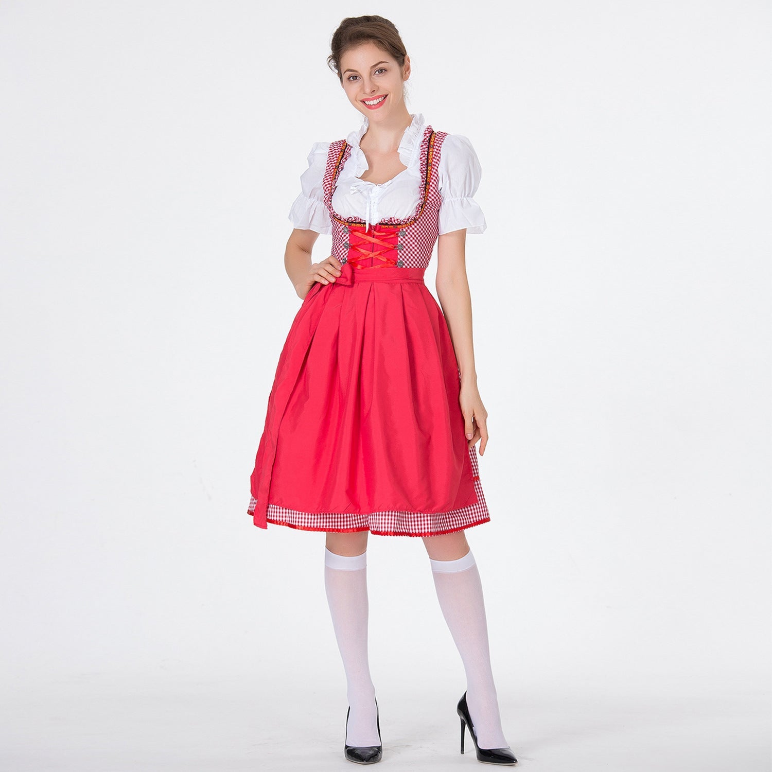 Damen Dirndlkleid mit geraffter Schürze