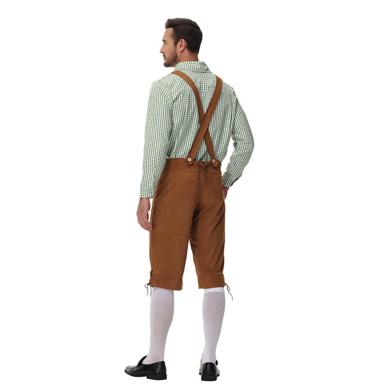 Herren Trachtenlederhose mit Hosenträgern und Stickereien