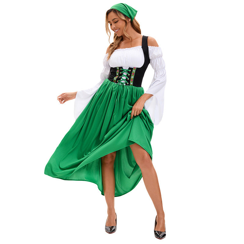 Damen Renaissance-Bauernkleid mit Trompetenärmeln