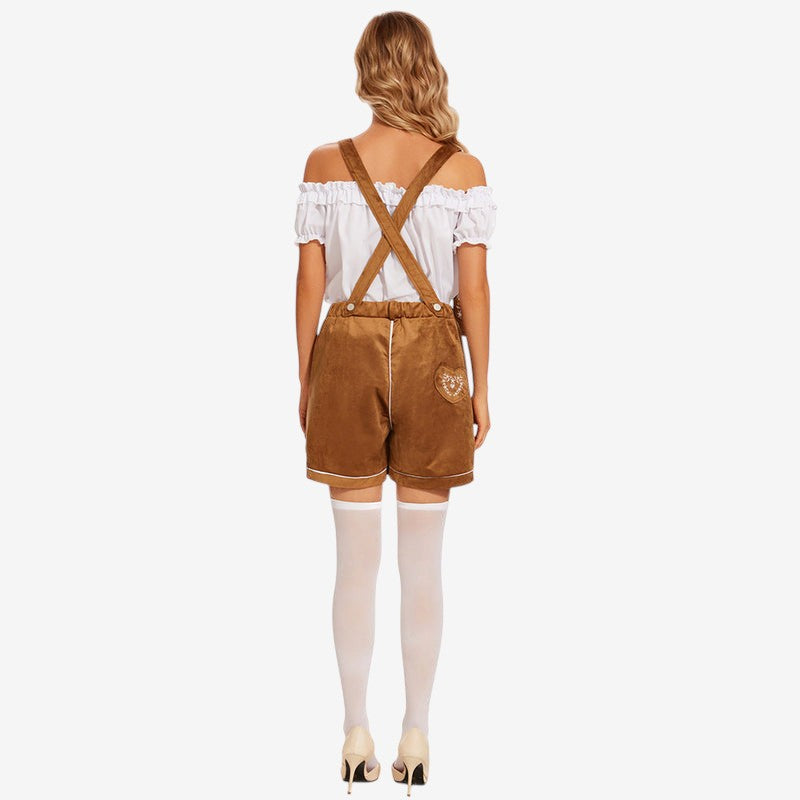 Damen Trachtenshorts mit Stickerei und Trägern