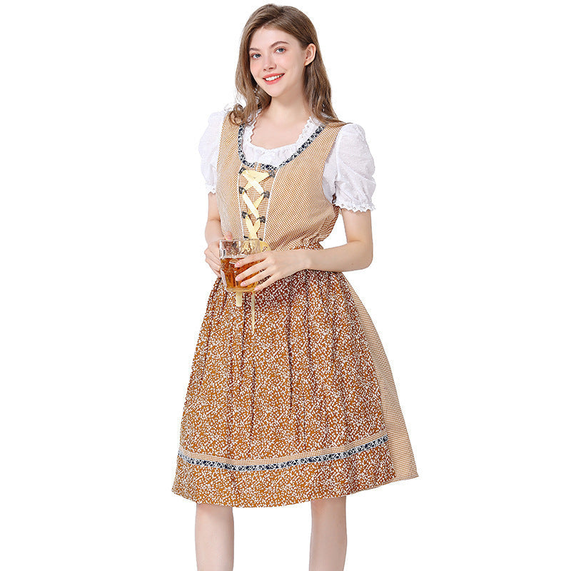 Damen Dirndlkleid mit Spitzenbluse und Schürze