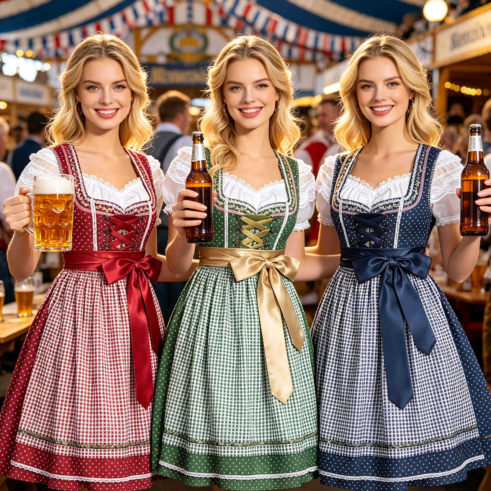Damen Dirndlkleid mit Schnürung und Schürze