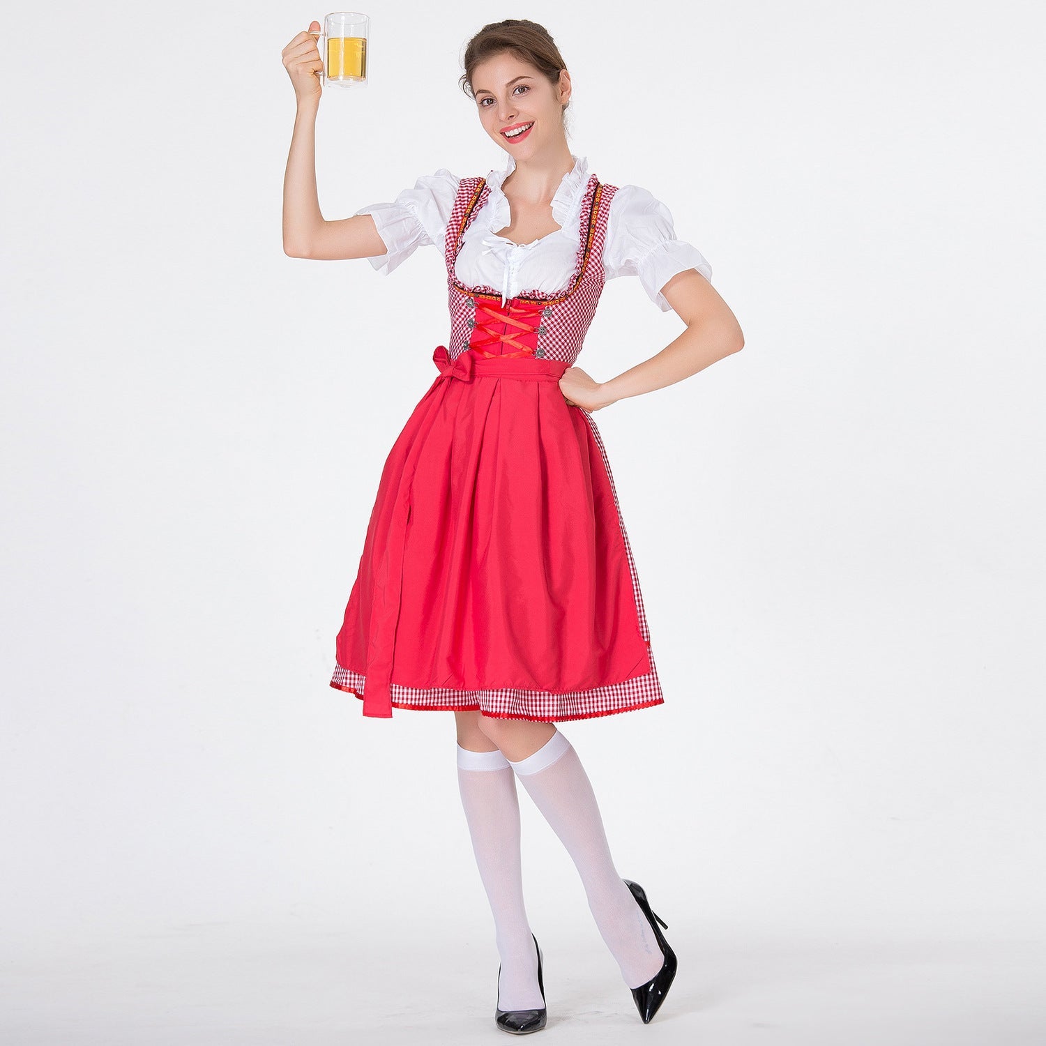 Damen Dirndlkleid mit geraffter Schürze