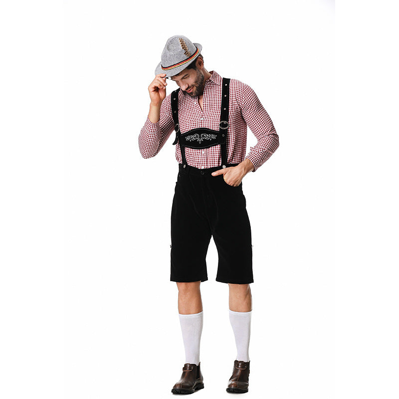 Herren Trachten-Kniebundhose mit verstellbaren Trägern