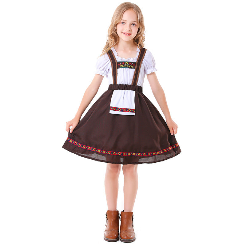 Mädchen Dirndlkleid mit Schürze und Stickereien