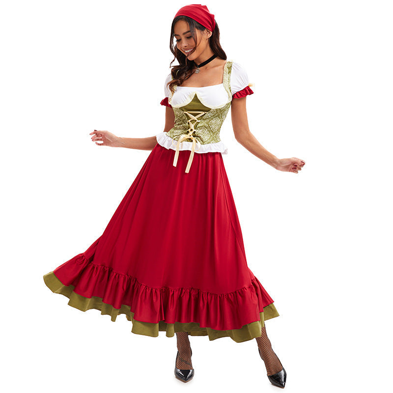 Damen Oktoberfest Kostüm mit Puffärmeln und Schnürmieder