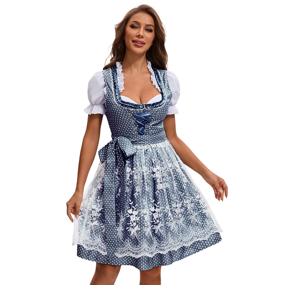Womens Oktoberfest Dirndl mit Spitzen und Rüschen