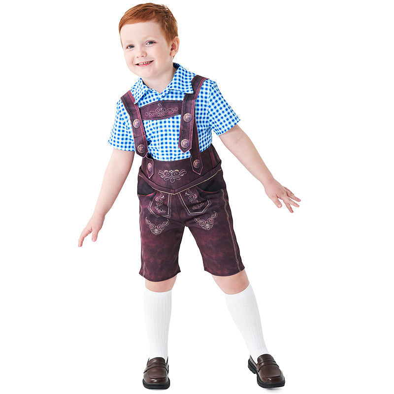 Kurze Trachtenlederhose für Jungen mit Stickerei