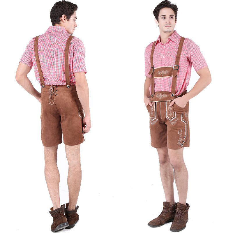 Herren Trachtenlederhose kurz mit Latzträgern