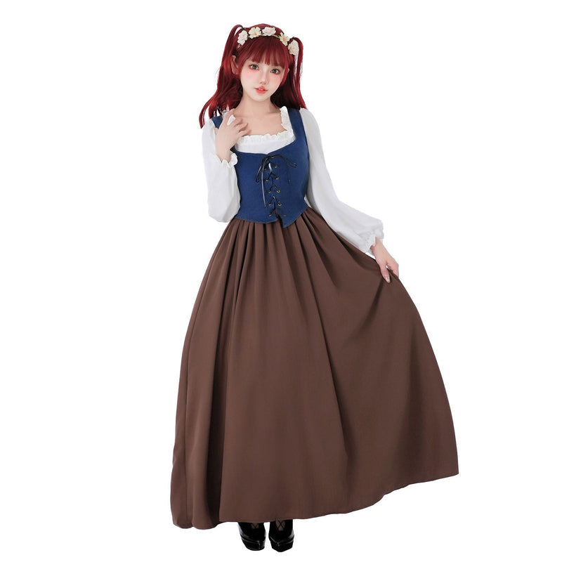 Damen Dirndlkleid mit Schnürmieder und Rüschenärmeln