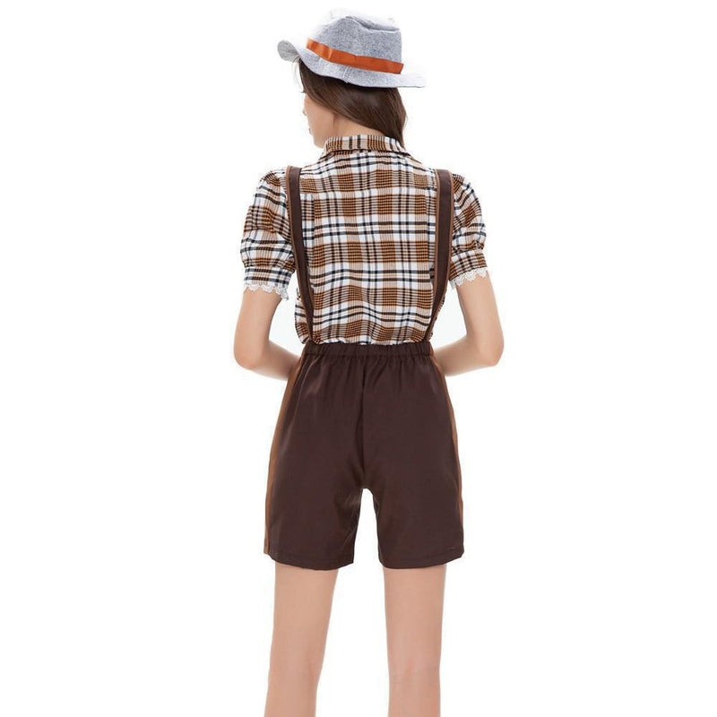 Damen Trachten-Shorts mit besticktem Latz und Bluse
