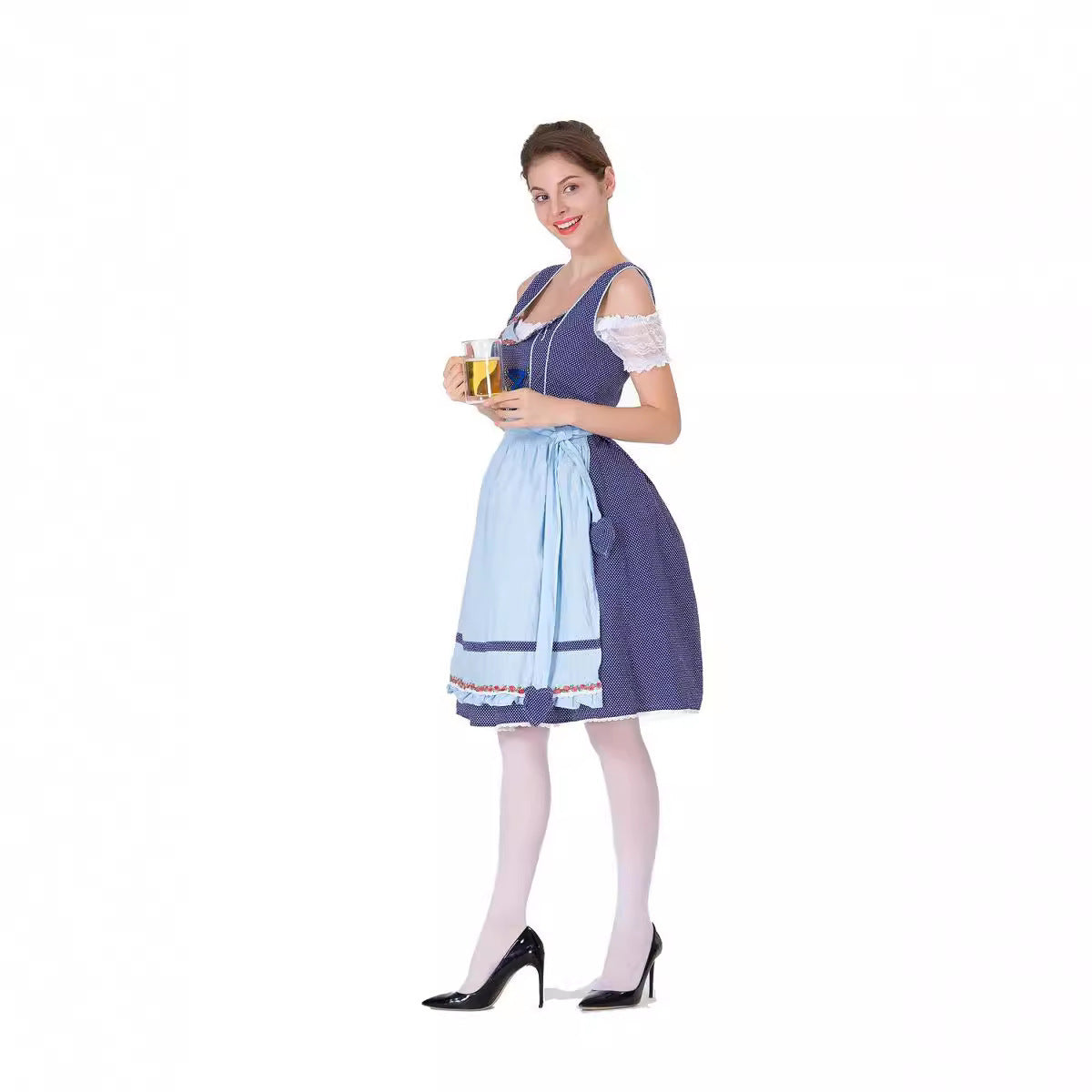 Damen Dirndlkleid mit Schürze und Herz-Ausschnitt