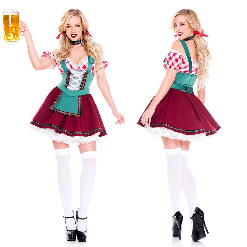 Damen Oktoberfest-Kostüm mit Puffärmeln und Schürze
