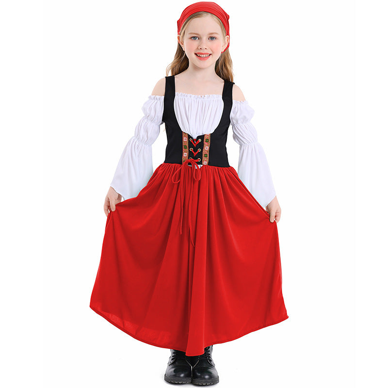 Mädchenkostüm im mittelalterlichen Stil mit Schnürmieder