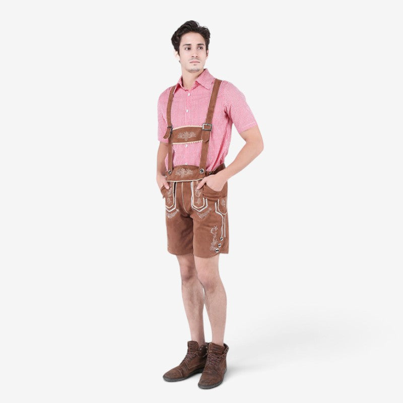 Herren Trachtenlederhose kurz mit Latzträgern
