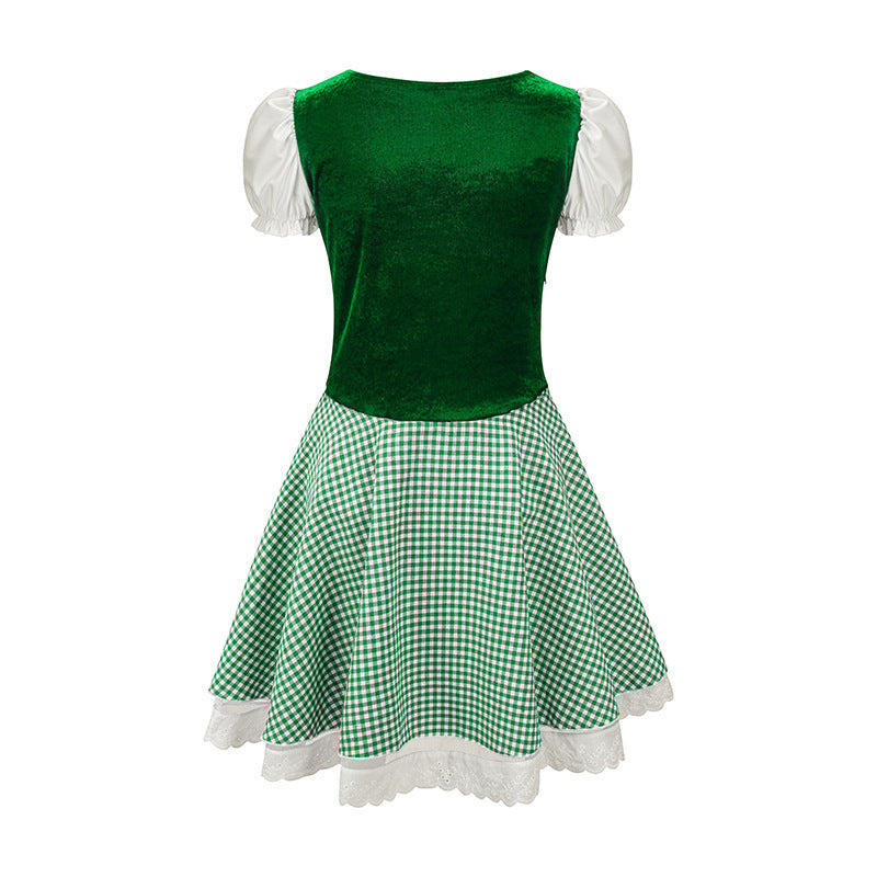 Damen Mini-Dirndl mit Puffärmeln und Schnürung