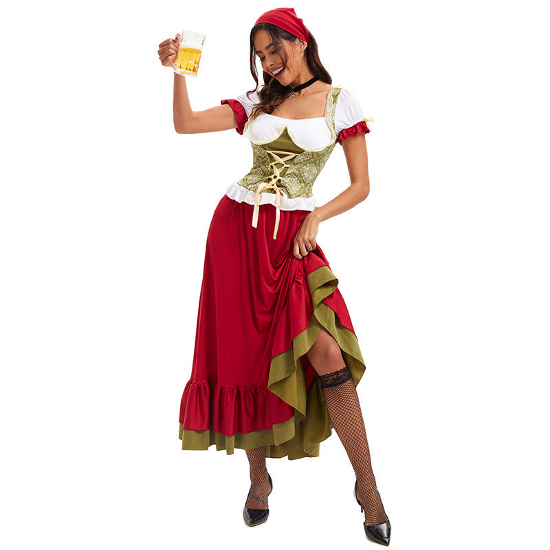 Damen Oktoberfest Kostüm mit Puffärmeln und Schnürmieder
