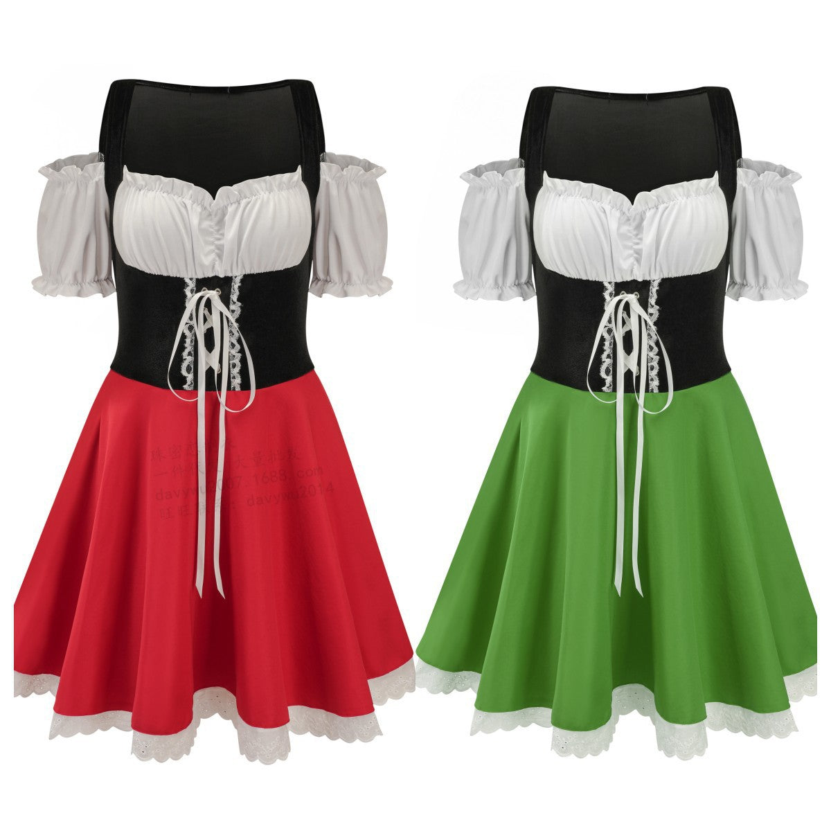 Damen Trachtenkleid mit Puffärmeln und Schnürung