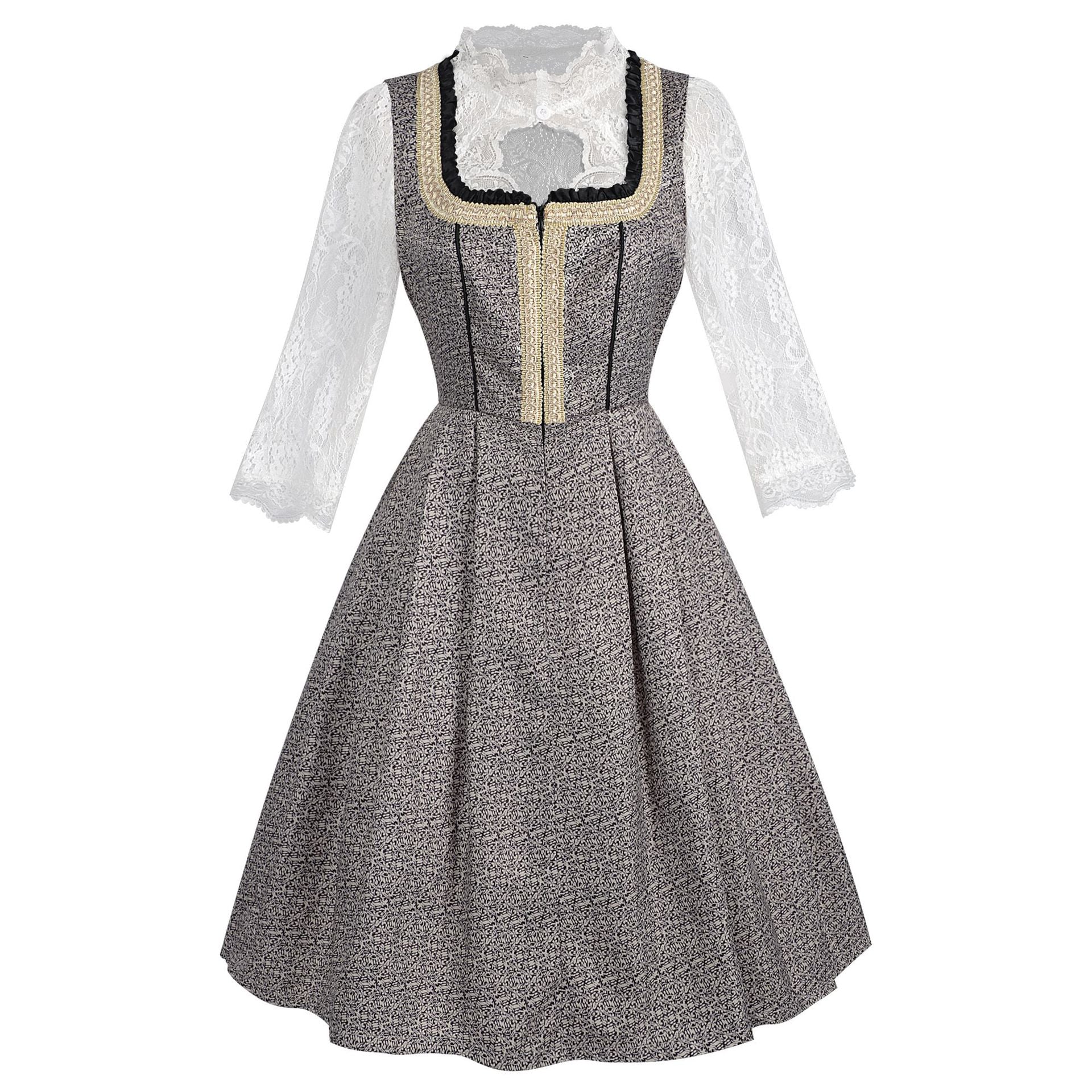 Damen Oktoberfest Kleid mit Rüschen und Borte