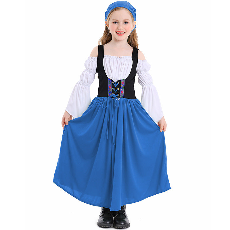 Mädchenkostüm im mittelalterlichen Stil mit Schnürmieder