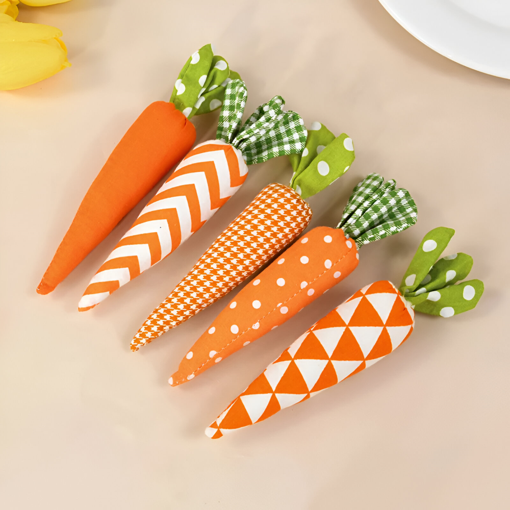 OrangeHue - Osterdeko - Plüsch Osterkarotten 5er Set 15,5 cm