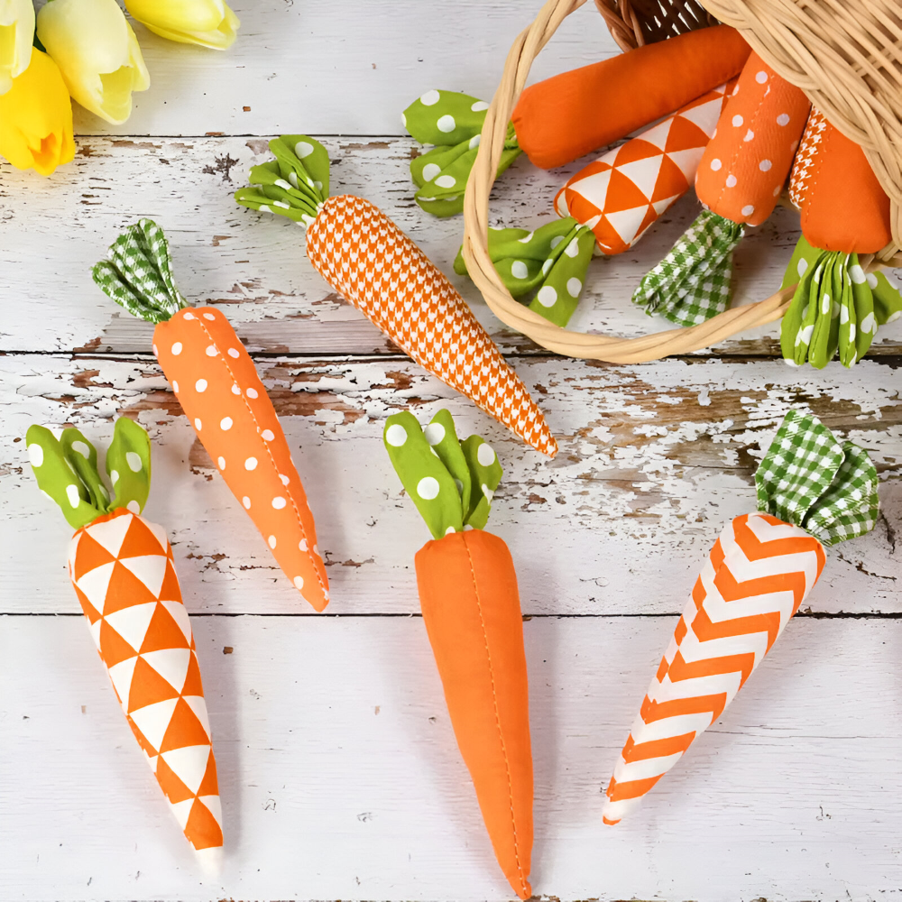 OrangeHue - Osterdeko - Plüsch Osterkarotten 5er Set 15,5 cm