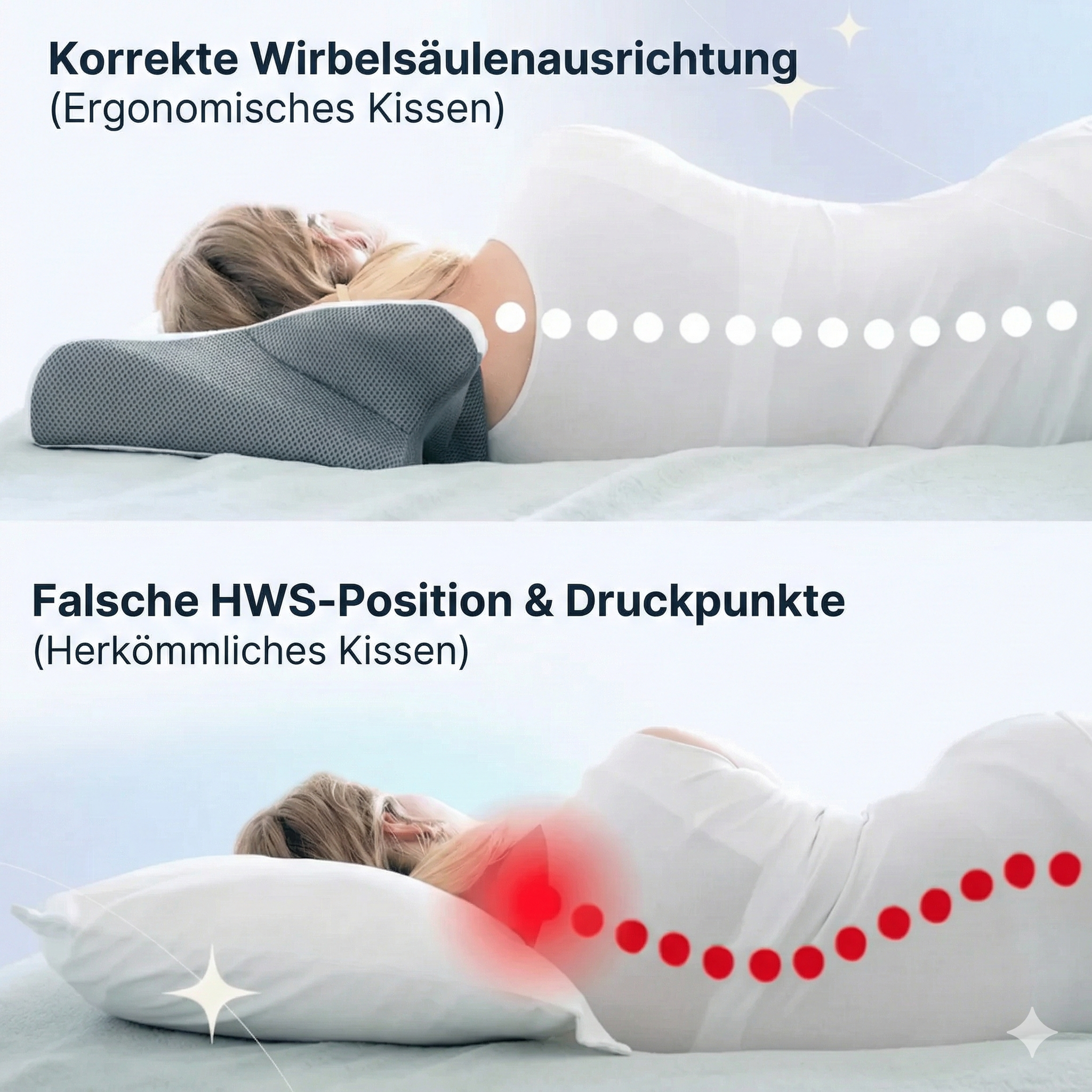 Orthopädisches - Nackenstützkissen 6-Zonen Memory Foam