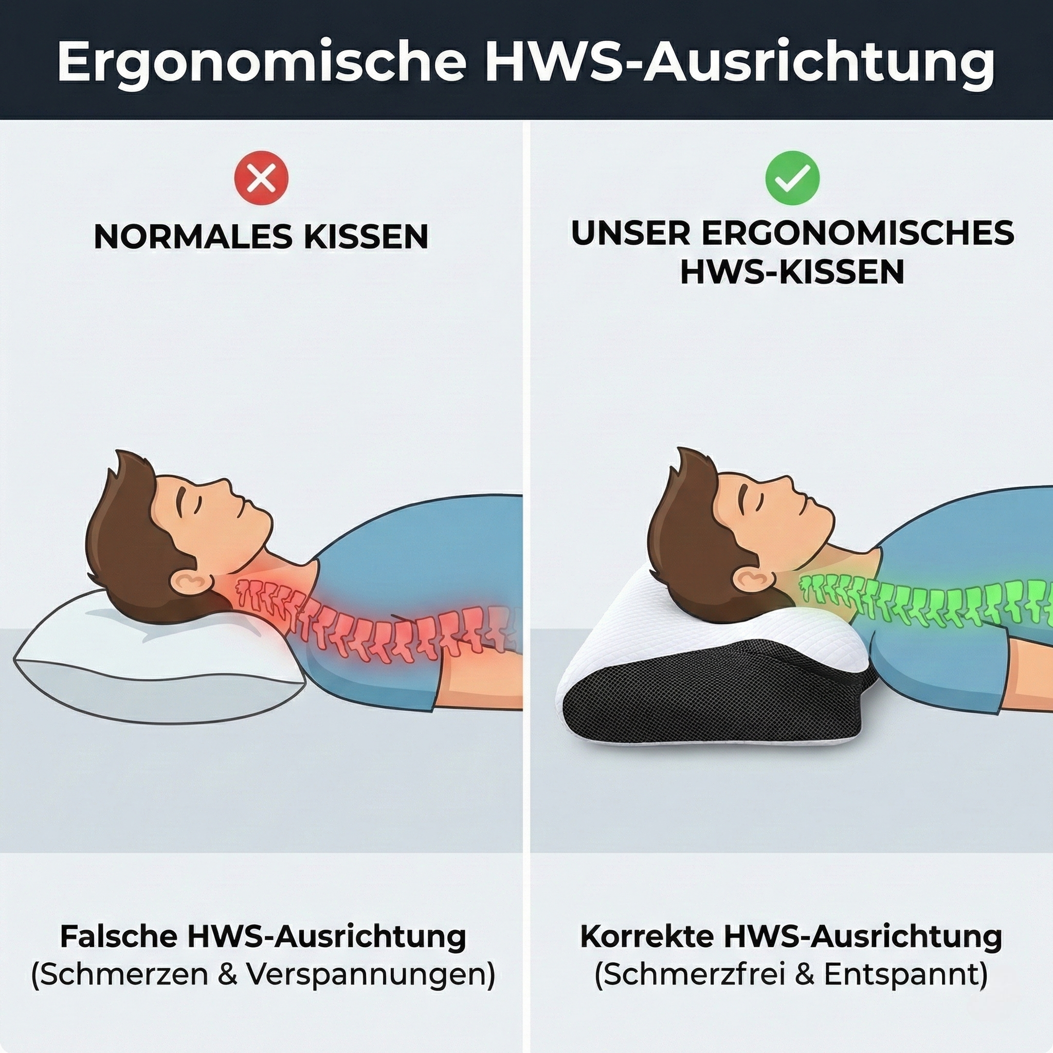 Orthopädisches HWS Nackenstützkissen – Butterfly Design mit Armablage – Memory Foam gegen Nackenschmerzen (60x35cm)