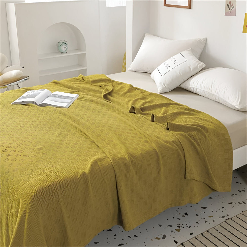 PlainPlush Plaid - Atmungsaktive Baumwolle Gestrickt Fleece Blanket für Stilvollen Komfort