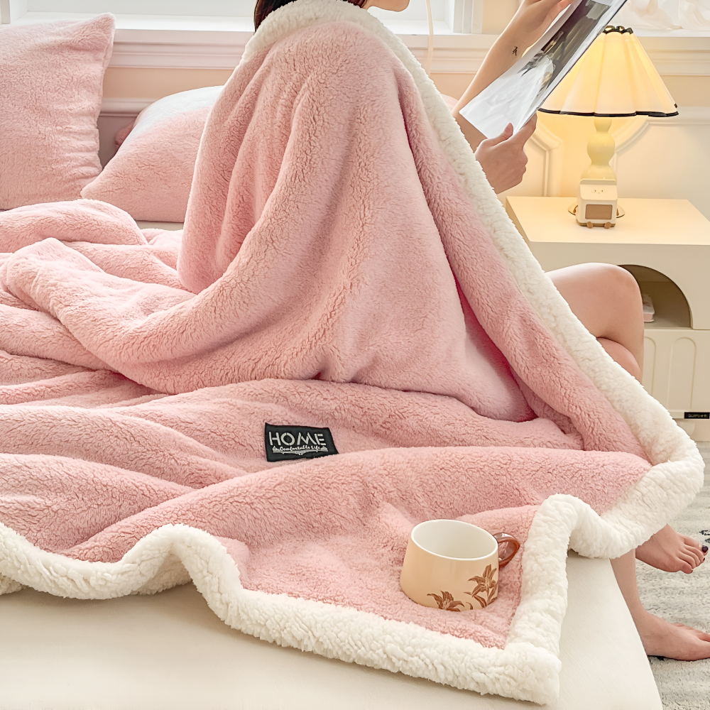 Sherpa - Kuscheldecke doppellagig Faux-Schafsfell
