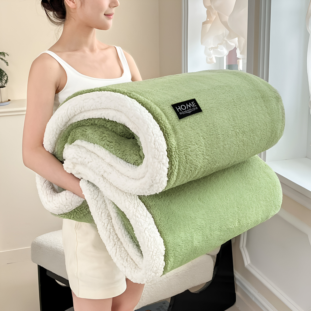 Sherpa - Kuscheldecke doppellagig Faux-Schafsfell
