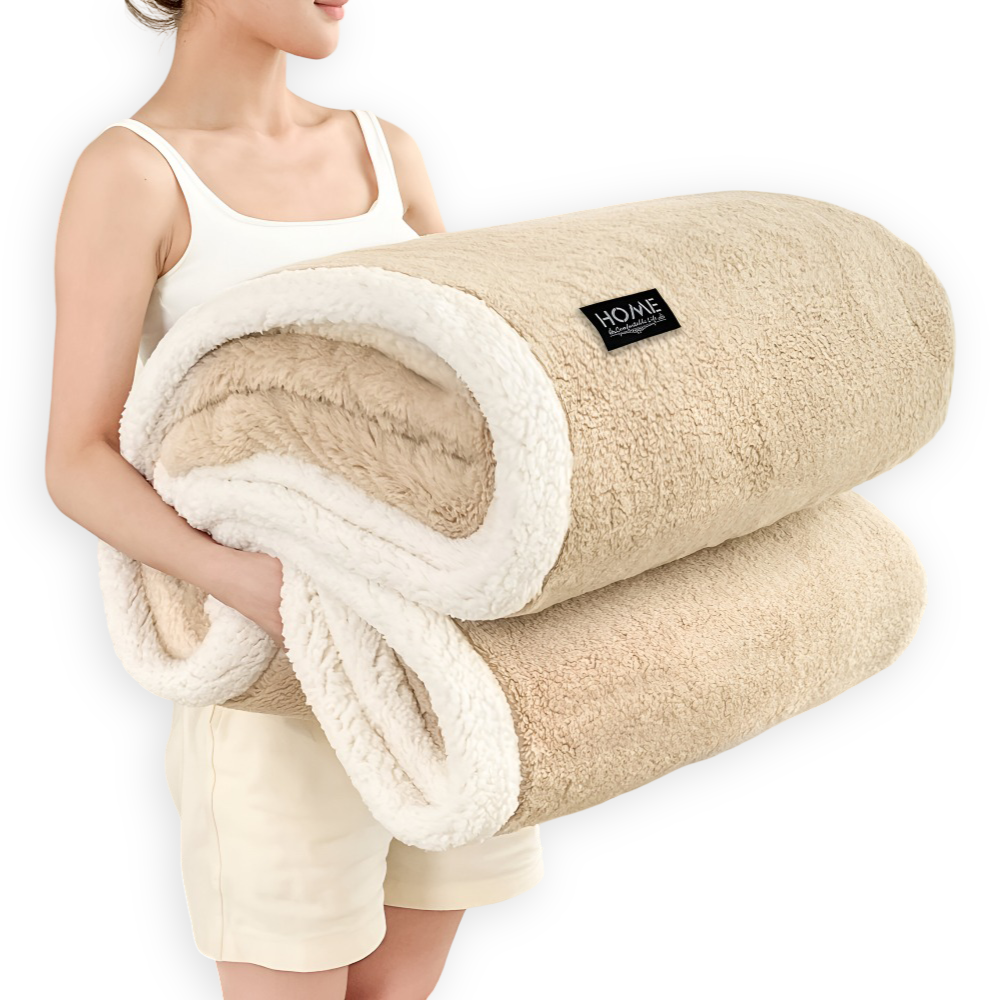 Sherpa - Kuscheldecke doppellagig Faux-Schafsfell