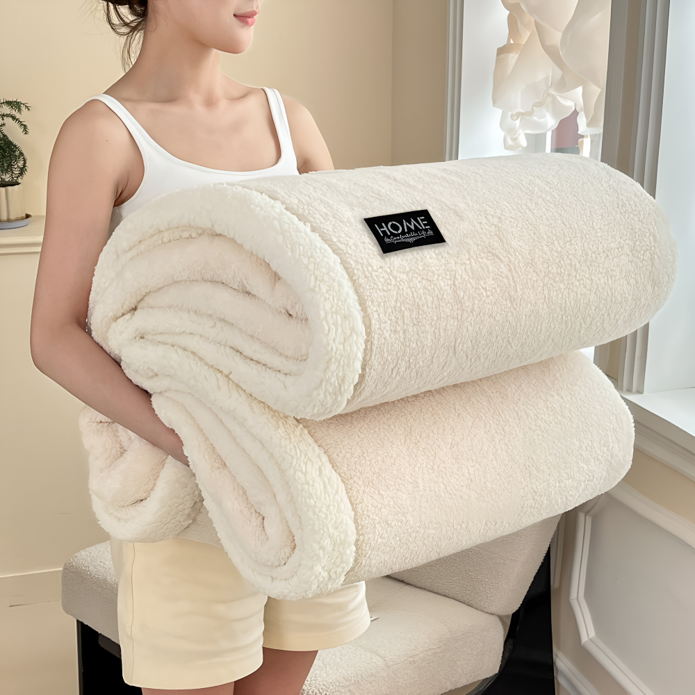 Sherpa - Kuscheldecke doppellagig Faux-Schafsfell