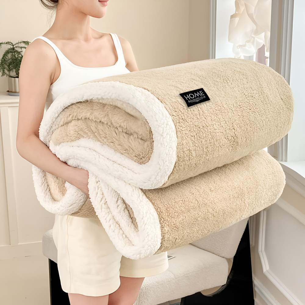 Sherpa - Kuscheldecke doppellagig Faux-Schafsfell