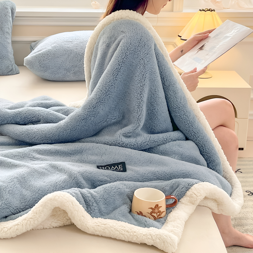 Sherpa - Kuscheldecke doppellagig Faux-Schafsfell
