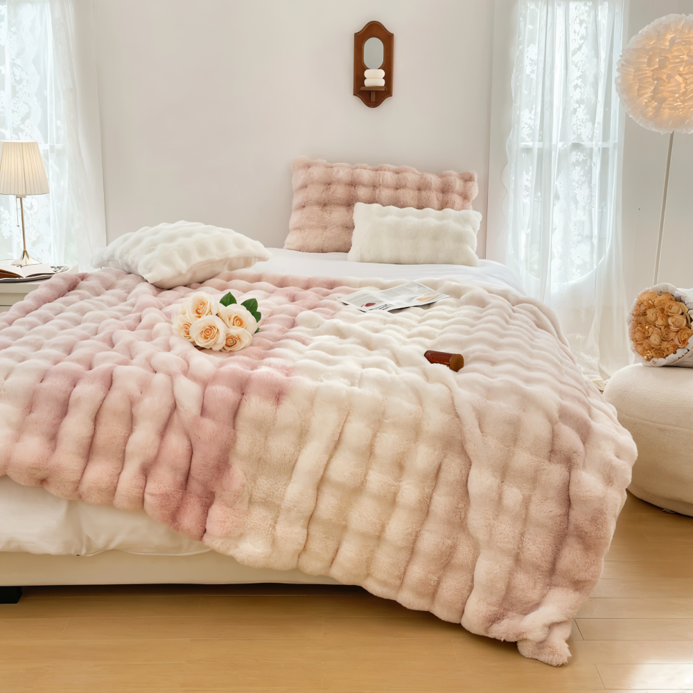 PlushHue - Plaid - Kuscheldecke Kunstfell-Optik superweich &