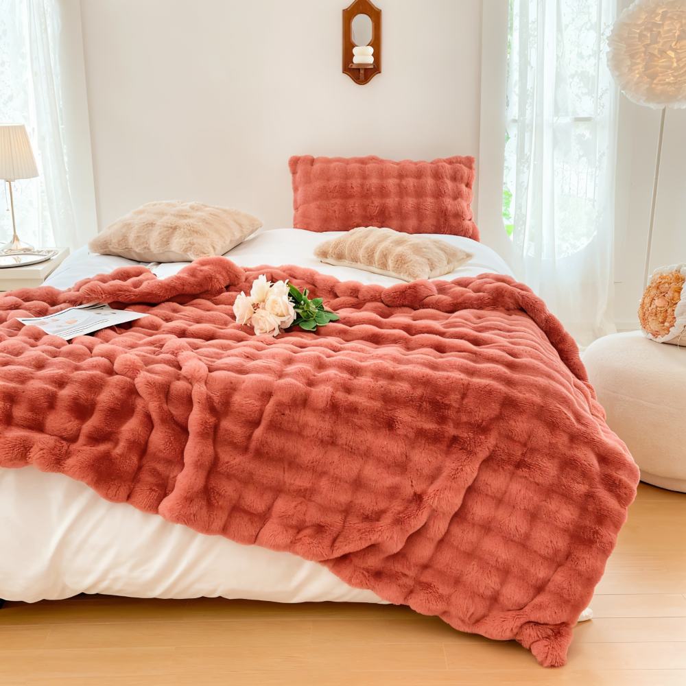PlushHue - Plaid - Kuscheldecke Kunstfell-Optik superweich &